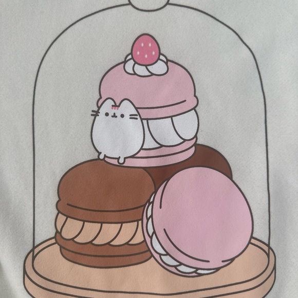 Pusheen Cream Sweatshirt with Macaron Design - Picture 2 of 4